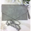 9161 -GREY PU LEATHER CLUTCH BAG